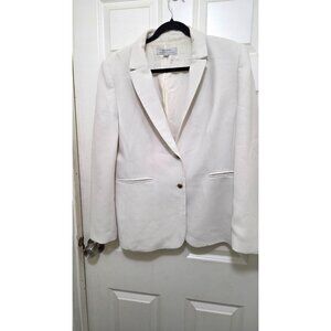 Tahari Arthur S. Levine Women's Ivory Blazer Size 14 Two-Button Closure Tailored